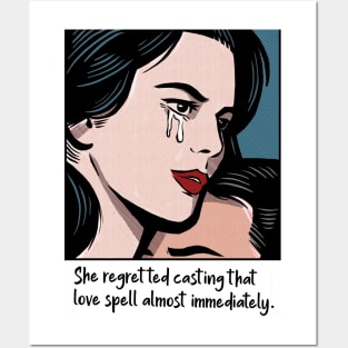 Retro Woman Regretted Casting Spell Posters and Art